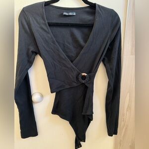 Abercrombie and Fitch V Neck Black Bodysuit